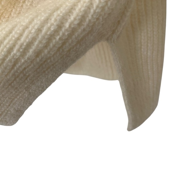 Zara Womens Cowl Neck Ribbed Knit Sweater Sz Large Cream Oversized Pullover - Picture 5 of 7